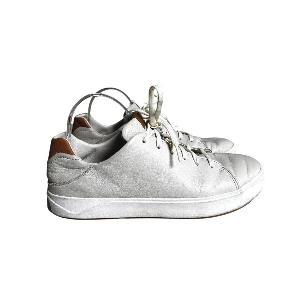 OluKai Lae'ahi Li 'Ili Mens Leather Sneakers Bone Tan 10397-2828
